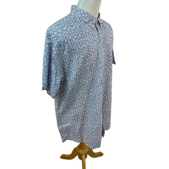 Eddie Bauer Mens Short Sleeve Button-Up Shirt White & Blue Size 3XL - New - Picture 2 of 10